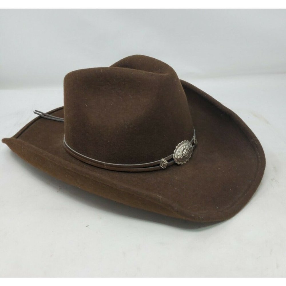 Stetson Rodeo Dr Size M Brown Felt Belted Concho Cowboy Hat